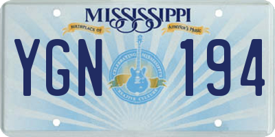 MS license plate YGN194