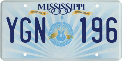 MS license plate YGN196
