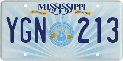 MS license plate YGN213