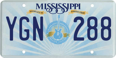 MS license plate YGN288