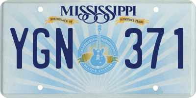MS license plate YGN371