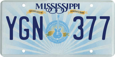 MS license plate YGN377