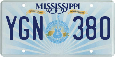 MS license plate YGN380