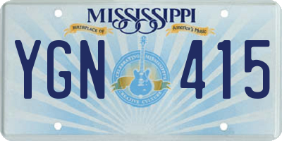 MS license plate YGN415