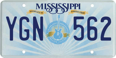 MS license plate YGN562