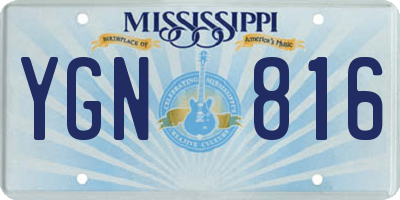MS license plate YGN816