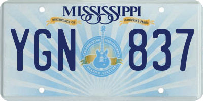 MS license plate YGN837