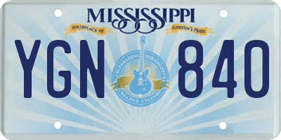 MS license plate YGN840