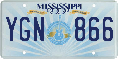 MS license plate YGN866