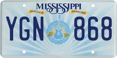 MS license plate YGN868