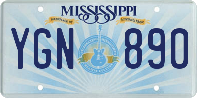 MS license plate YGN890