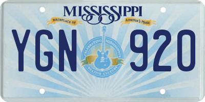MS license plate YGN920