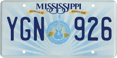 MS license plate YGN926