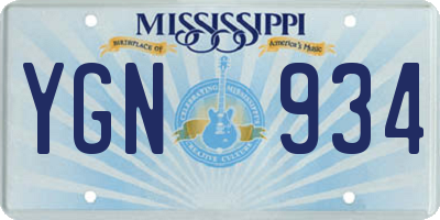 MS license plate YGN934