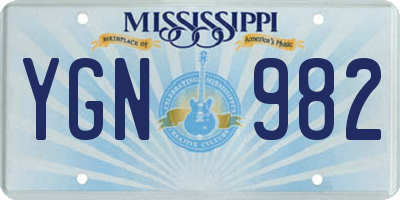 MS license plate YGN982