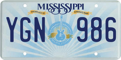 MS license plate YGN986