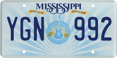 MS license plate YGN992