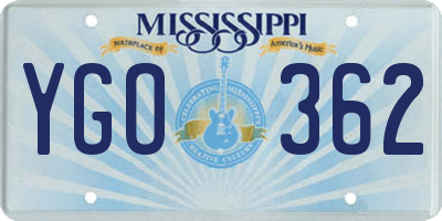 MS license plate YGO362