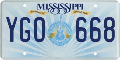 MS license plate YGO668