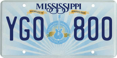 MS license plate YGO800