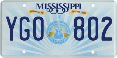 MS license plate YGO802