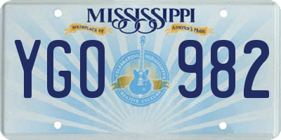 MS license plate YGO982
