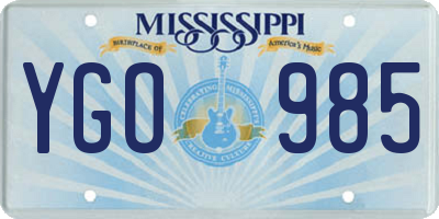 MS license plate YGO985