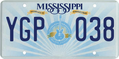 MS license plate YGP038