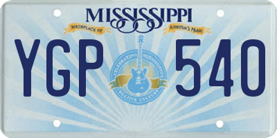 MS license plate YGP540