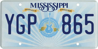 MS license plate YGP865