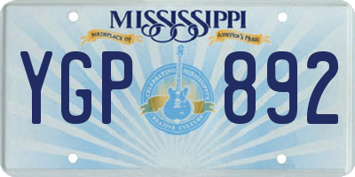 MS license plate YGP892