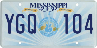 MS license plate YGQ104