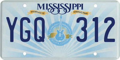 MS license plate YGQ312