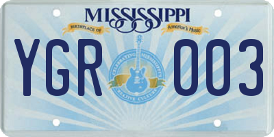 MS license plate YGR003