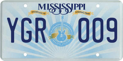 MS license plate YGR009