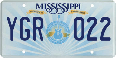 MS license plate YGR022