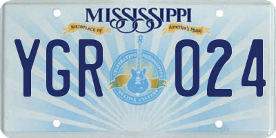 MS license plate YGR024