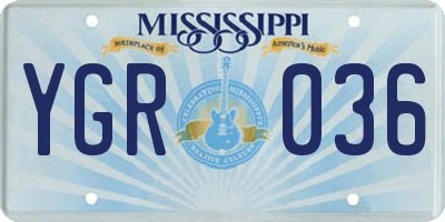 MS license plate YGR036