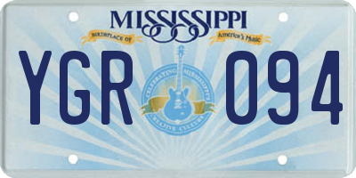 MS license plate YGR094