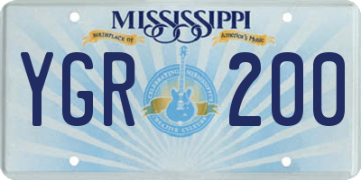 MS license plate YGR200