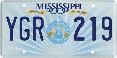 MS license plate YGR219