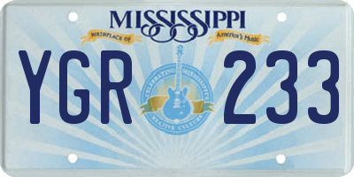 MS license plate YGR233