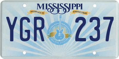 MS license plate YGR237