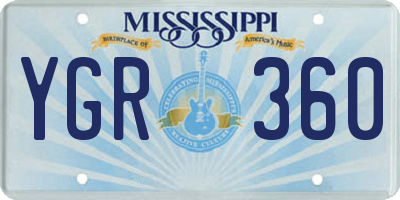 MS license plate YGR360