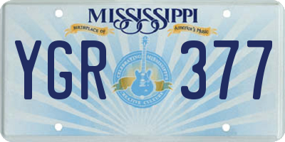 MS license plate YGR377