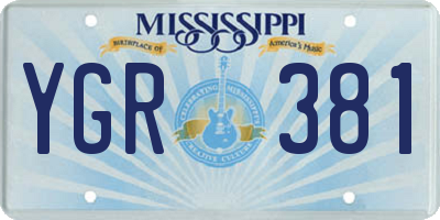 MS license plate YGR381