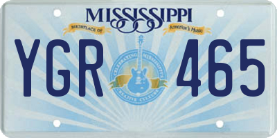 MS license plate YGR465
