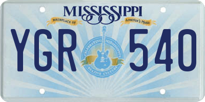 MS license plate YGR540