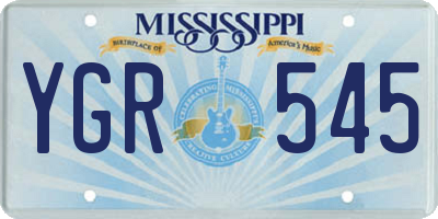 MS license plate YGR545