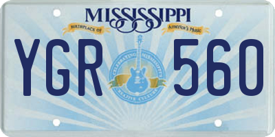 MS license plate YGR560